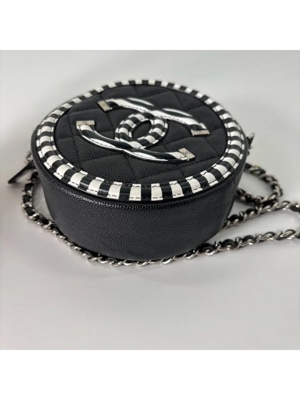 Chanel CC Filigree Caviar Leather Round Shoulder